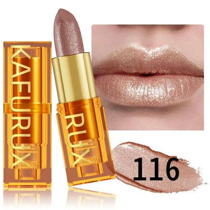 16 colors Bold& Intense Glitter Shiny Metallic Lipstick Pearlescent Lip Tint, Long lasting Lip Makeup Gifts for Women Cosmetics