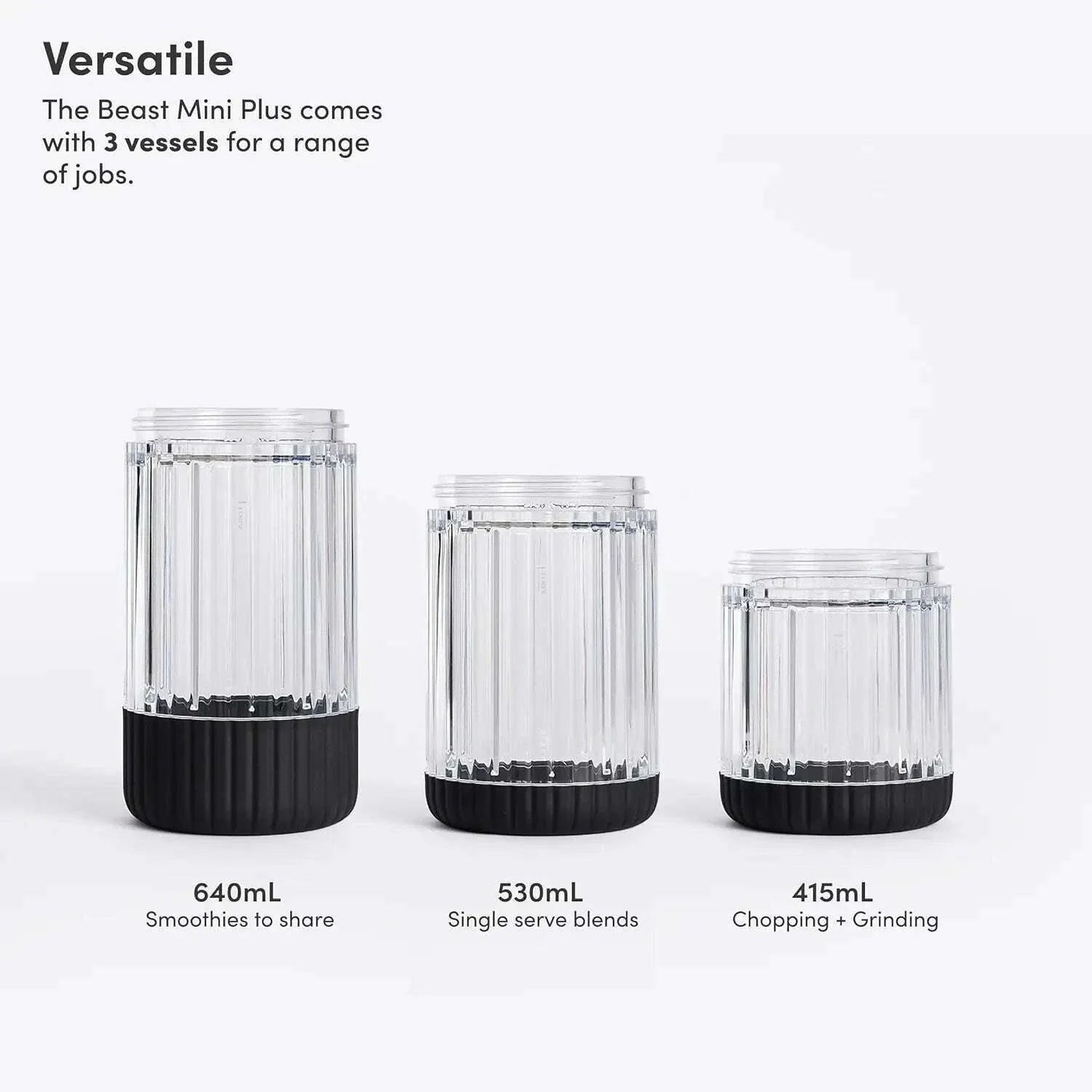 The Mini Blender Plus | Mini Countertop Kitchen Blender | Blend Smoothies And Shakes, Dressings, Sauces, Dips | Extra Vessels,