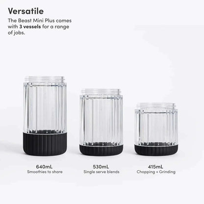The Mini Blender Plus | Mini Countertop Kitchen Blender | Blend Smoothies And Shakes, Dressings, Sauces, Dips | Extra Vessels,