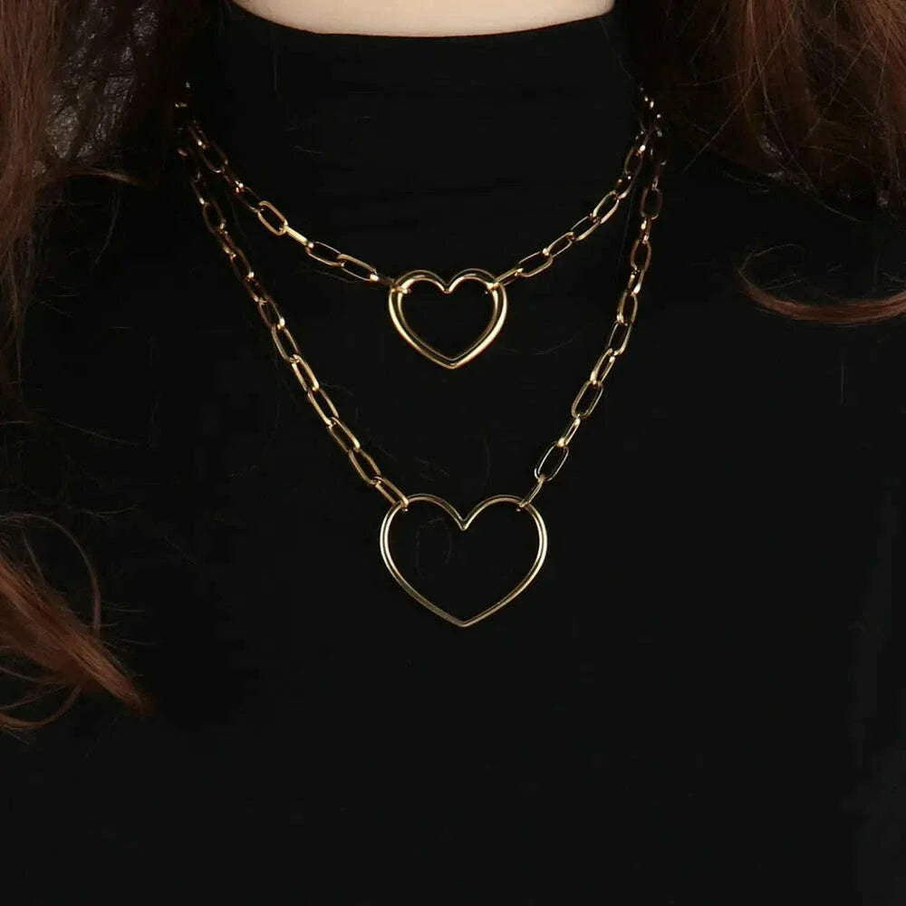 316L Stainless Steel Necklace For Women Choker Necklace Heart Clavicle Chain Necklaces Charm Heart Pendant Necklace Jewelry Gift