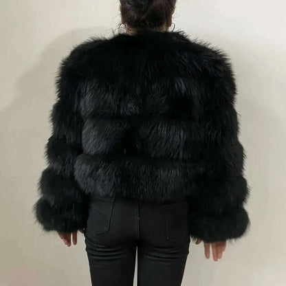 BEIZIRU Real Raccoon Fur Coat Women Winter Long Sleeve Natural Luxury Jackets  Thick  Top