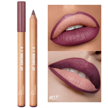 Nude Brown Lipliner Pen Wooden Matte Lip Liner Waterproof Lipstick Pencil Easy To Wear Non-stick Cup Lip Contouring Pen Cosmetic