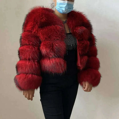 BEIZIRU Real Raccoon Fur Coat Women Winter Long Sleeve Natural Luxury Jackets  Thick  Top