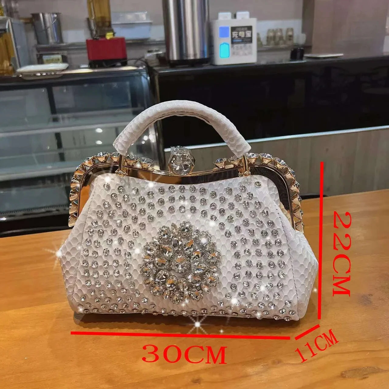 2023 New Luxury Fashion Diamonds Women&#39;s Handbags Leather Design Clip Rhinestone Bag Portable Tote Shoulder Messenger Bags