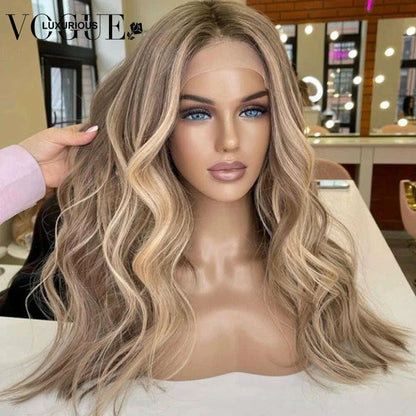 13x4 13x6 Highlight Brown Ash Blonde Colored Wigs for Women Brazilian Virgin Human Hair Loose Body Wave Wig Preplucked Hairline