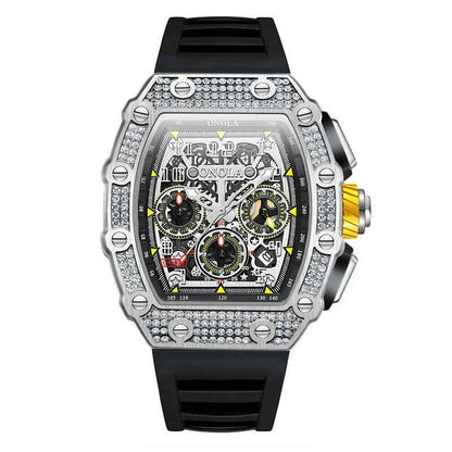 Unique Fashion Design Diamond Inlaid Men's Watch ONOLA Luxury Full-automatic Mechanical Waterproof Tape Watches Men clock