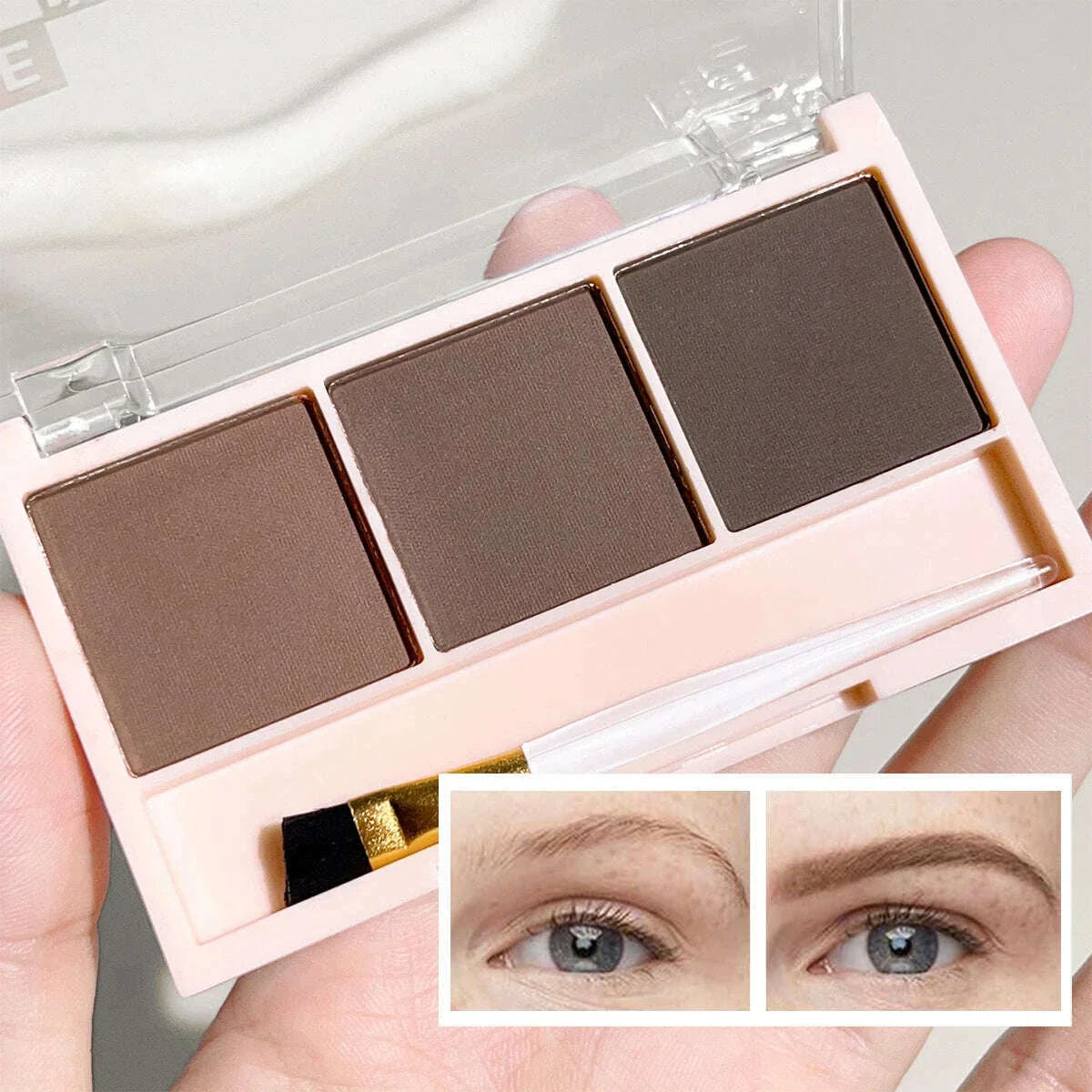 3-Color Brow Powder Set with Brush - Long-lasting, color-resistant, versatile contour makeup set for natural, three-dimensional