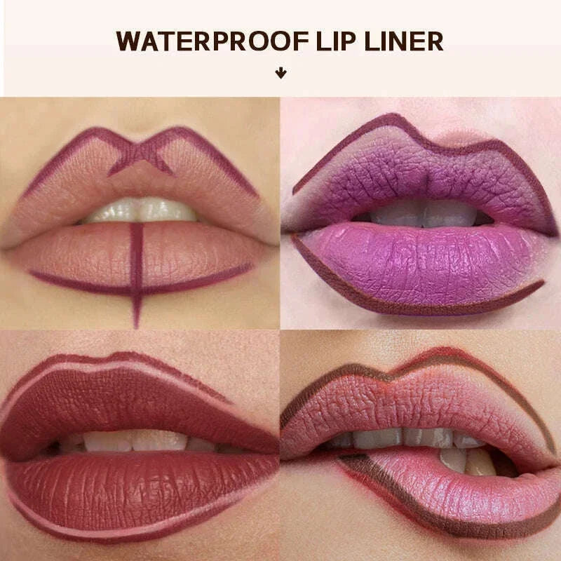 Nude Brown Lipliner Pen Wooden Matte Lip Liner Waterproof Lipstick Pencil Easy To Wear Non-stick Cup Lip Contouring Pen Cosmetic