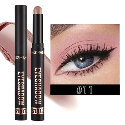 Smoky Dark Blue Eyeshadow Pencil Stick Waterproof Pearlescent 16 Colors Metallic Glitter Eye Shadow Highlighter Pen Makeup Tool
