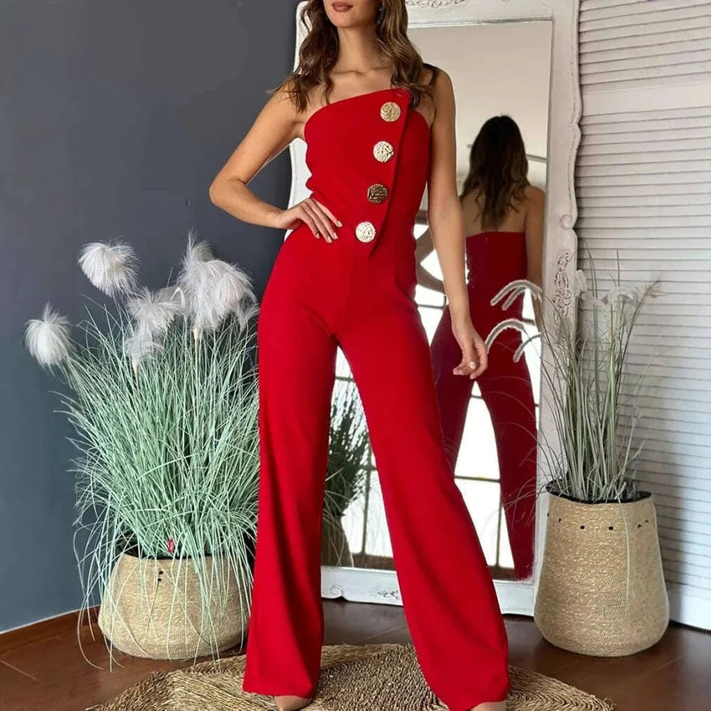 Elegant Jumpsuit for Women Dressy Sexy Off Shoulder Wide Leg Pant Suit One Piece Party Outfits  Wide Leg Pant Suit houlder Wide