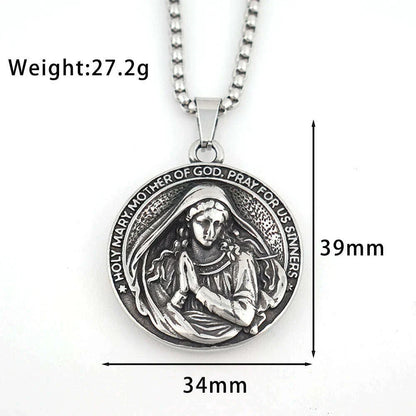 Trendy Design Virgin Mary Necklace Popular Charm Stainless Steel Holy Mary Mother Pendant Thanksgiving Vintage Religious Jewelry