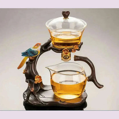 2024 New Glass Automatic Tea Set for Household Light Luxury High-end Teacup Magnetic Teapot Lazy Tea Maker