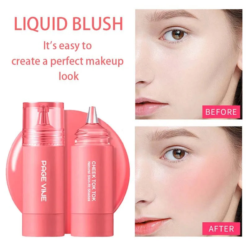 PAGE VINE Liquid Blush Longlasting Velvet Ink Blusher Brightening Natural Rouge Multi-Purpose Matte Lipstick Eyeshadow Makeup