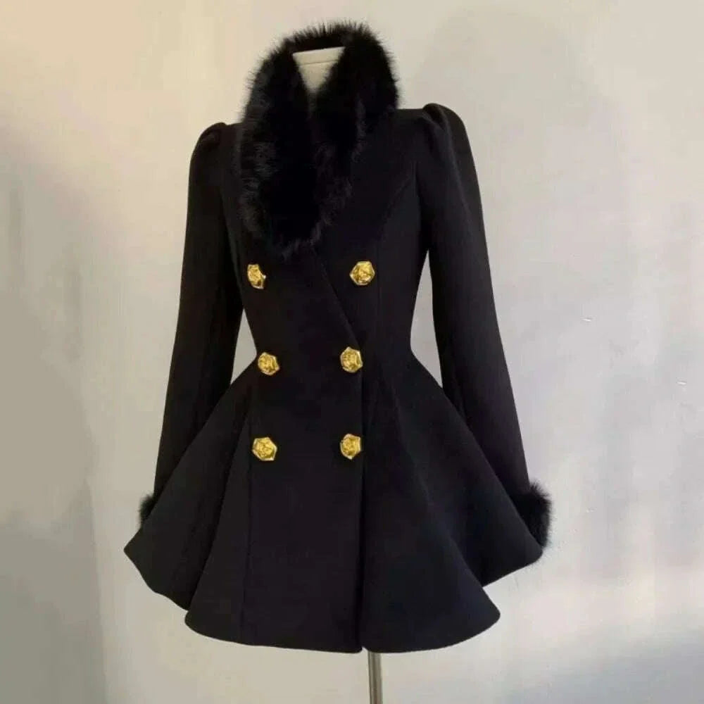 Neploe Elegant Small Fragrance Celebrity Loose Coat Moda Woolen Winter French Style Vintage Blends Slim Waist Mid-length Outwear