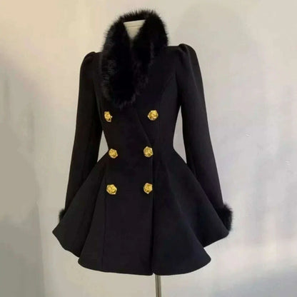 Neploe Elegant Small Fragrance Celebrity Loose Coat Moda Woolen Winter French Style Vintage Blends Slim Waist Mid-length Outwear