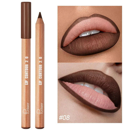 Nude Brown Lipliner Pen Wooden Matte Lip Liner Waterproof Lipstick Pencil Easy To Wear Non-stick Cup Lip Contouring Pen Cosmetic