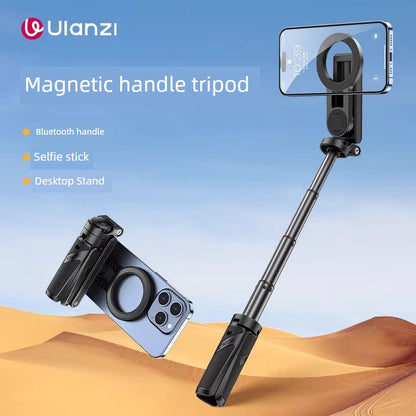 2025 New Arrival Selfie Stick Magnetic Phone Holder MagSafe Bluetooth Tripod with Handle 3-in-1 iPhone Dedicated 16Promax Vlog Travel Portable Mini Classy