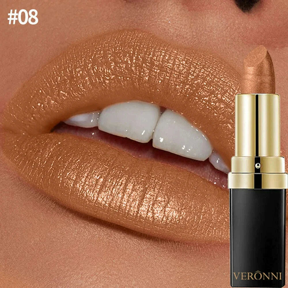 Diamond Shimmering Lipstick Set,High Pigmented Glitter Metallic Lipstick Glitter Lipgloss Lips Makeup Cosmetics Sexy Make Up