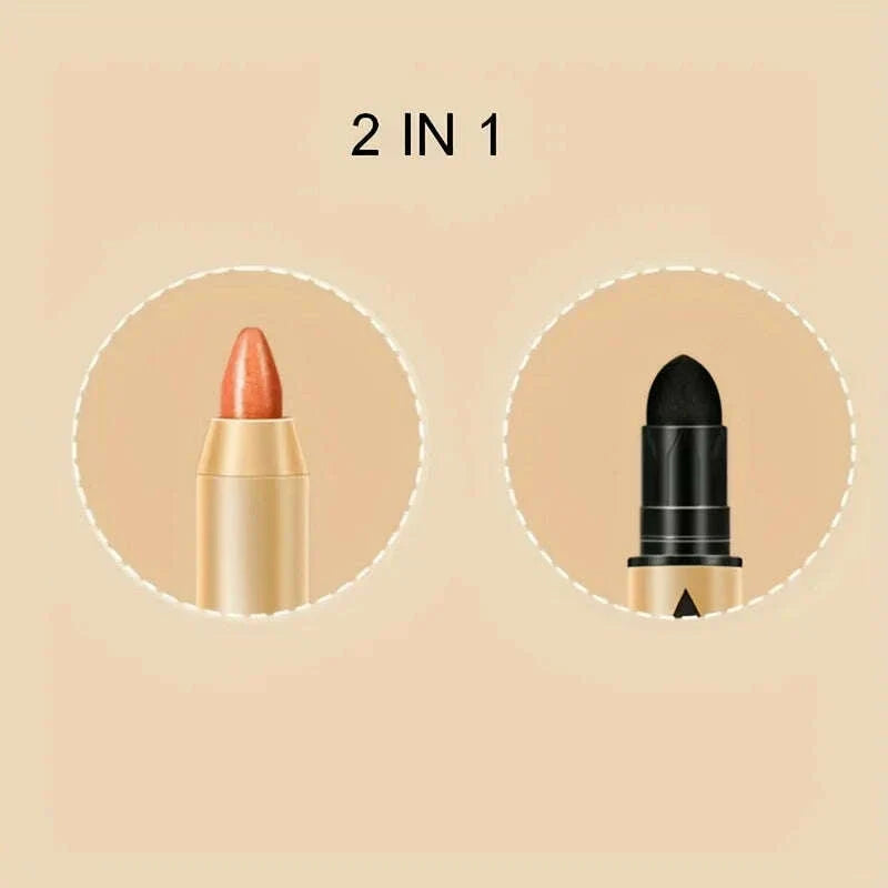 2 in 1 Pearly Eyeshadow Stick Pencil Waterproof Glitter Matte Eyeshadow Makeup High Pigmented Eyelid Under Crease Eyeshadow Pen
