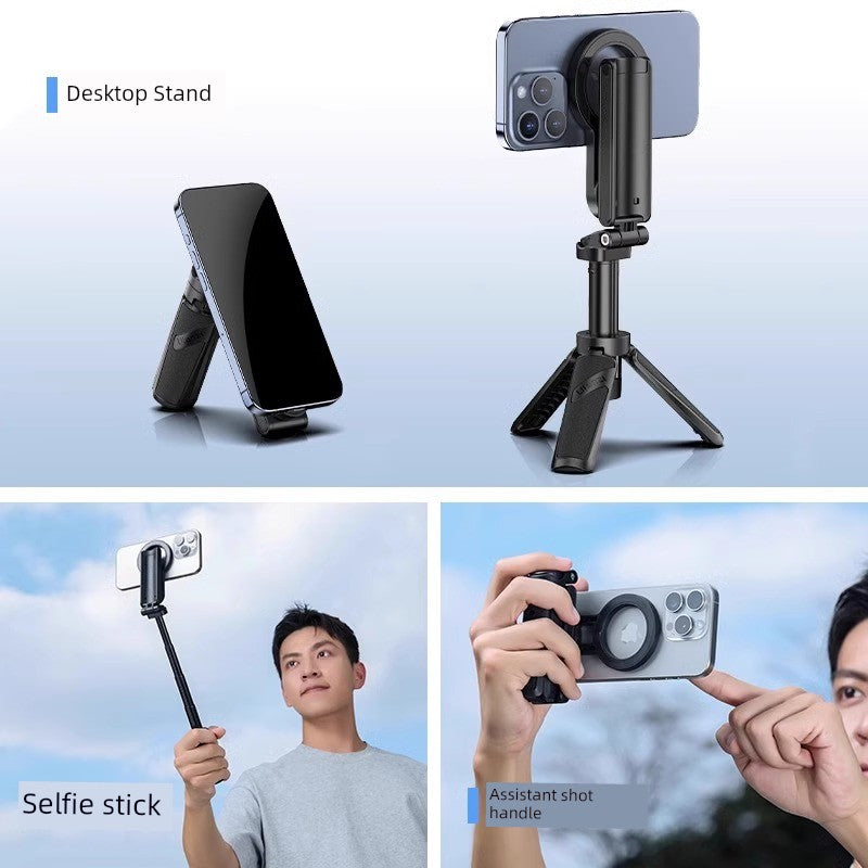 2025 New Arrival Selfie Stick Magnetic Phone Holder MagSafe Bluetooth Tripod with Handle 3-in-1 iPhone Dedicated 16Promax Vlog Travel Portable Mini Classy