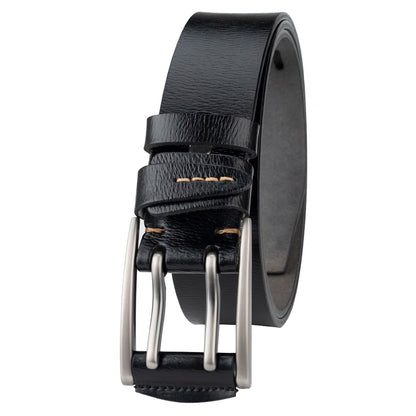 Men's Double Pin Buckle Genuine Leather Belt Casual 4.1cm