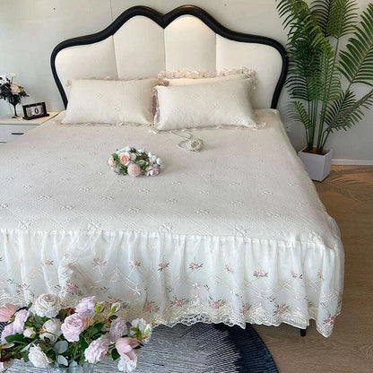 2025 Summer Cool Bed Skirt Sheet Princess Bed Skirt Mattress Ruffled Lace Bedsheet Not Stuffy With Pillowcases Twin Queen Size