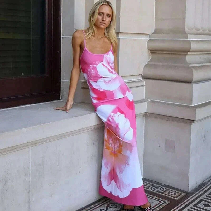 Sexy Maxi Dress For Women Elegant Party Summer Fashion Print Sleeveless Simple Dresses Bodycon Backless Casual Club Strap Dress
