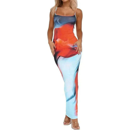 Sexy Tight Floral Print Strapless Dress Spring Summer New Arrival Cross-Border Hot Sale Ins Style Women's Ankle-Length Gown