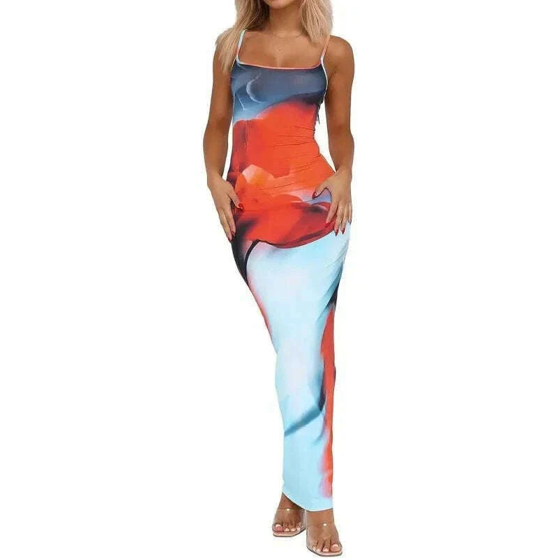 Sexy Tight Floral Print Strapless Dress Spring Summer New Arrival Cross-Border Hot Sale Ins Style Women's Ankle-Length Gown