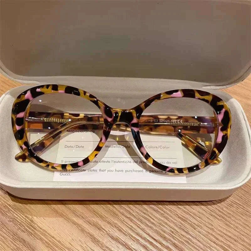 CLLOIO New Fashion Oval Transparent Frame For Women Anti Blue Light Reading Glasses Myopia Customizable Prescription Eyeglasses
