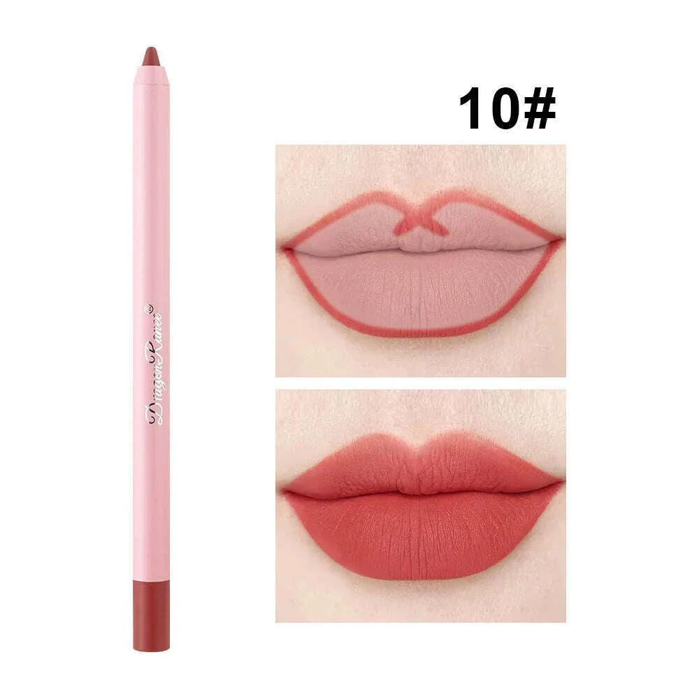 12 Colors Nude Matte Lipstick Pen Lip Liner Pencil Waterproof Long Lasting Lipgloss Plum Pink Plump Lip Stain Korean Cosmetics
