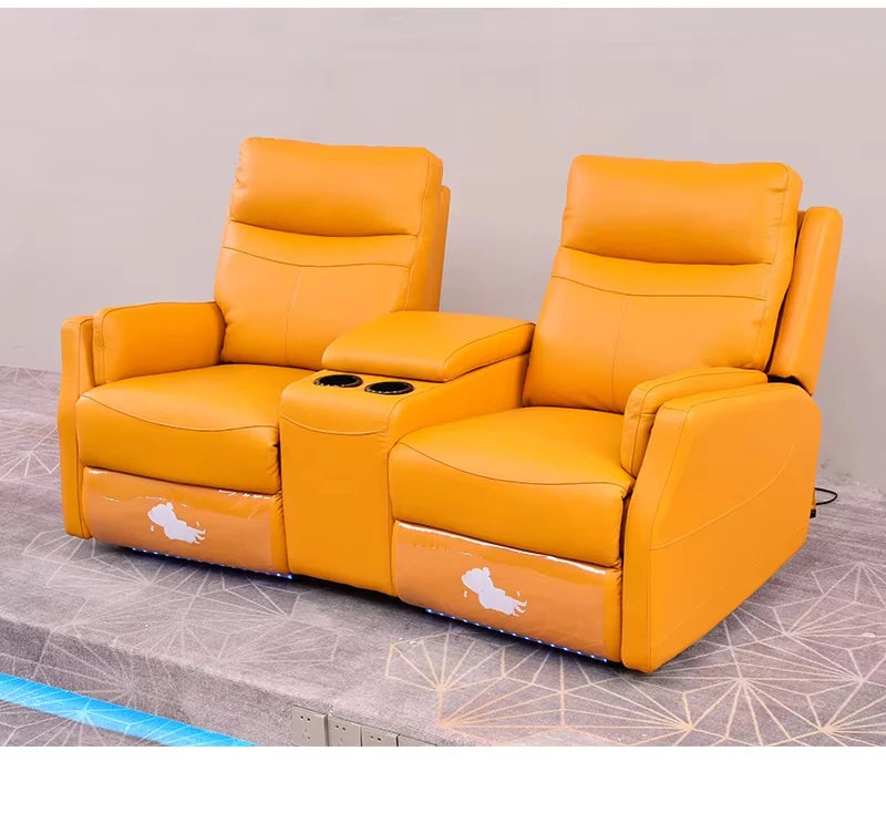 A High Quality Home Theater Recliner Leather Cinema Chair Theatre Seats With Cup Holder and Storage Box