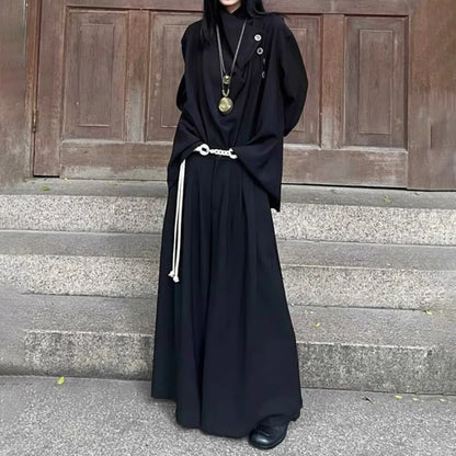 Gothic Dark Y2k Skirt Pants Genderless Japanese Harajuku Casual Outdoor Culottes Wide-Leg Pant Men'S Clothing Unisex (No String)