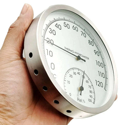 127mm Thermometer термометр Hygrometer Wall Hung Stainless Steel Indoor Outdoor Sauna Room Temperature Humidity Tester Monitor