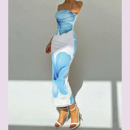 New Women's Dresses Summer Vintage Strap Casual Slim Elegant Evening Sleeveless Night Ruffles Sexy Maxi Long Dress Vestidos Sexy