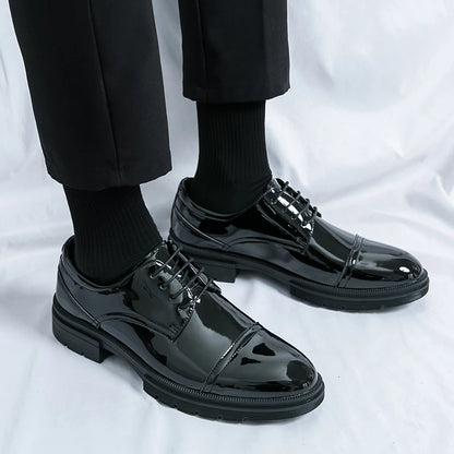 Classic Green Style Casual Derby Formal Shoes Career Office Leather Shoes Pointy Toe Handmade Business Wedding Dress Shoes Men