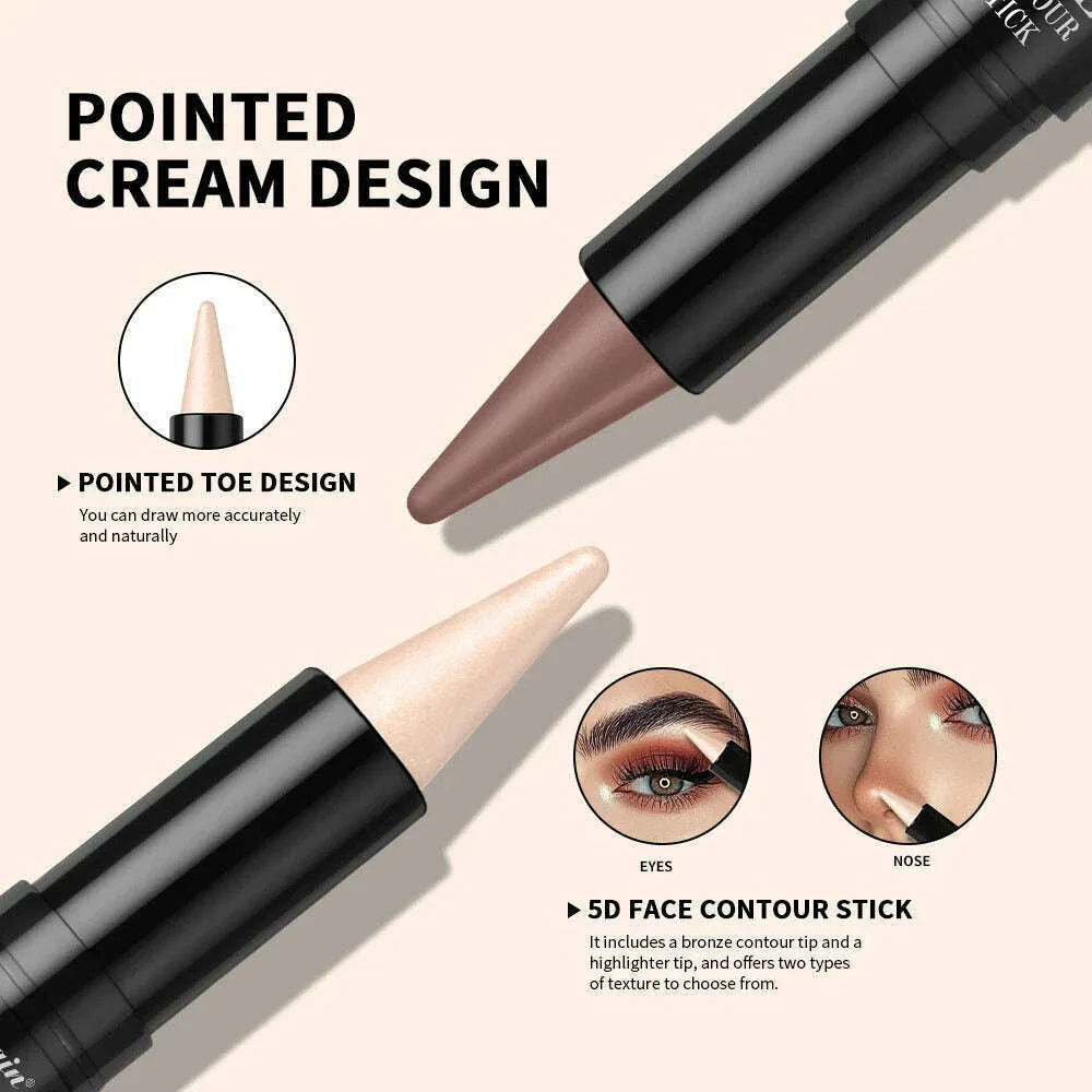 Double Head Highlight Pen Highlighter For High Nose Bridge Shadow V Face Foundation Contour Makeup Concealer Stick Cosmetics