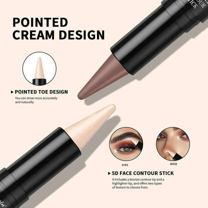 Double Head Highlight Pen Highlighter For High Nose Bridge Shadow V Face Foundation Contour Makeup Concealer Stick Cosmetics