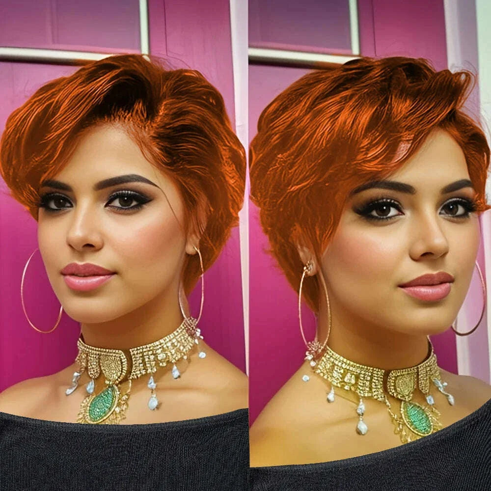 13x4 Lace Front Wig Pixie Cut Wigs Human Hair for Women Transparent Frontal Wig Natural Wave Wig