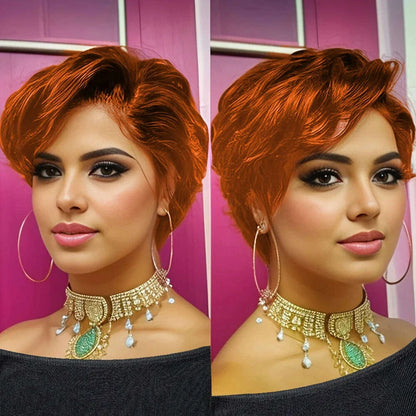 13x4 Lace Front Wig Pixie Cut Wigs Human Hair for Women Transparent Frontal Wig Natural Wave Wig