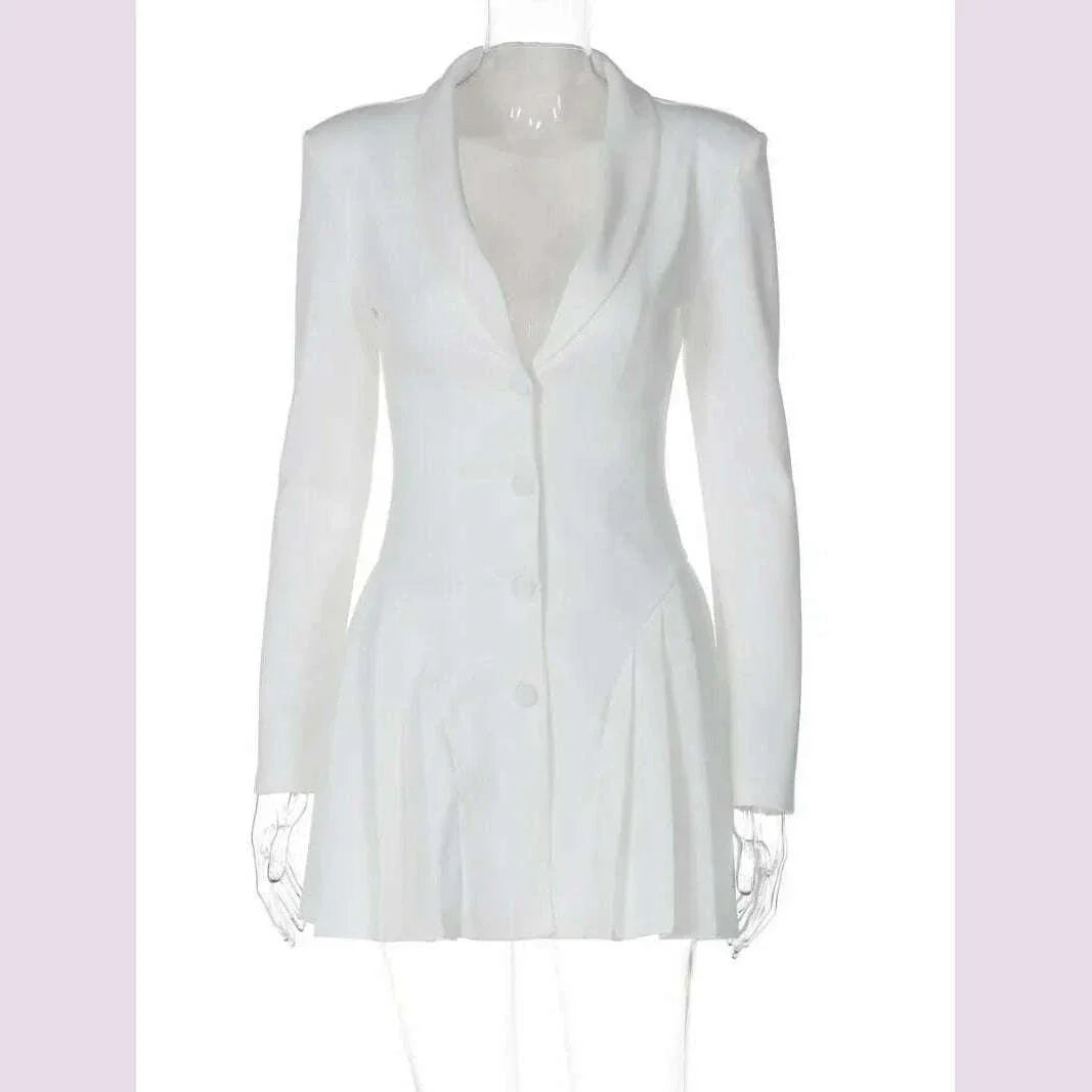 Woman Clothing Long Sleeve Single Breasted Ruffles Blazer Dress 2024 Autumn High Waist Tunics White Party Dresses Black Vestidos