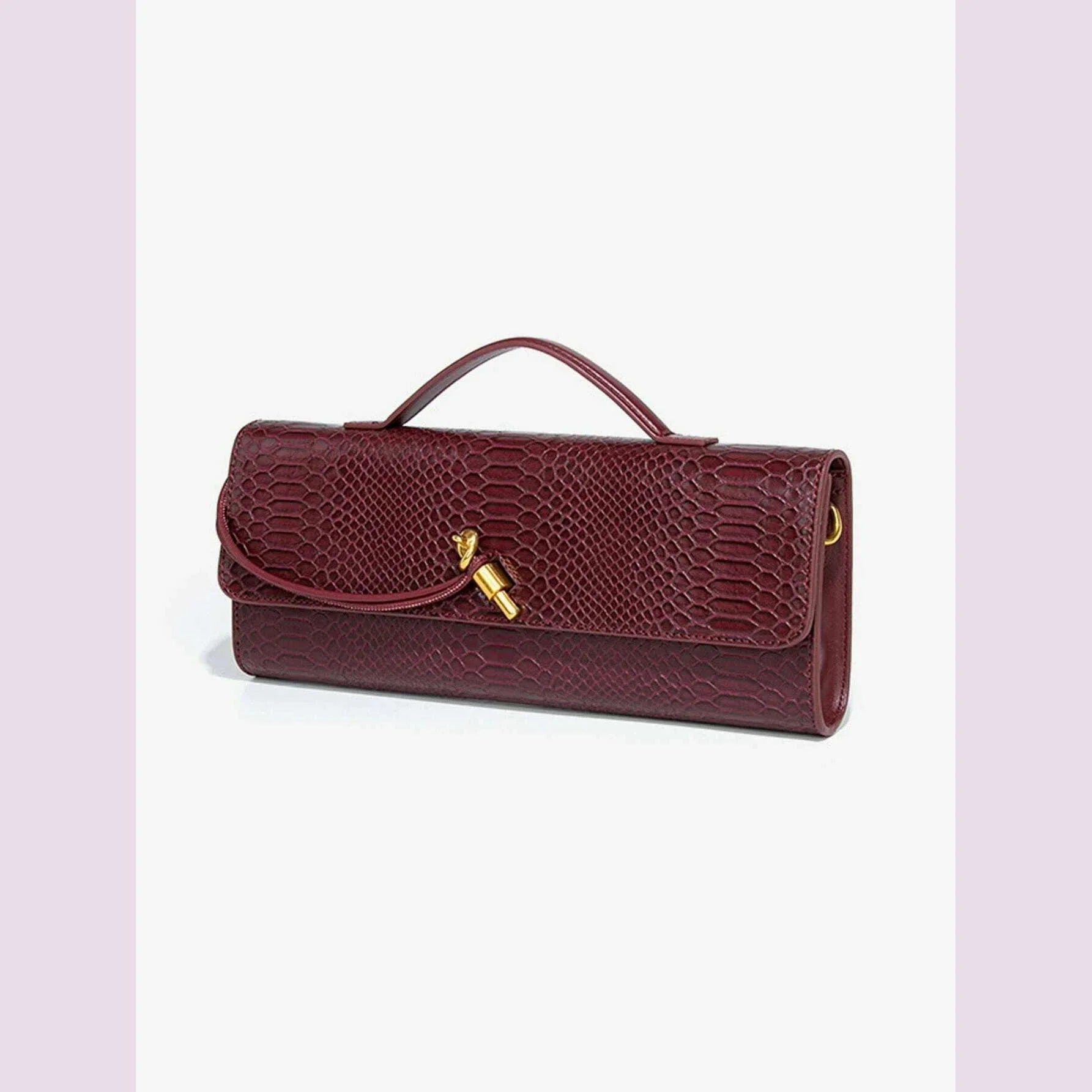 Burgundy bag cherry red envelope wine red envelope upscale new handbag European and American fashion crocodile flip hand organ b