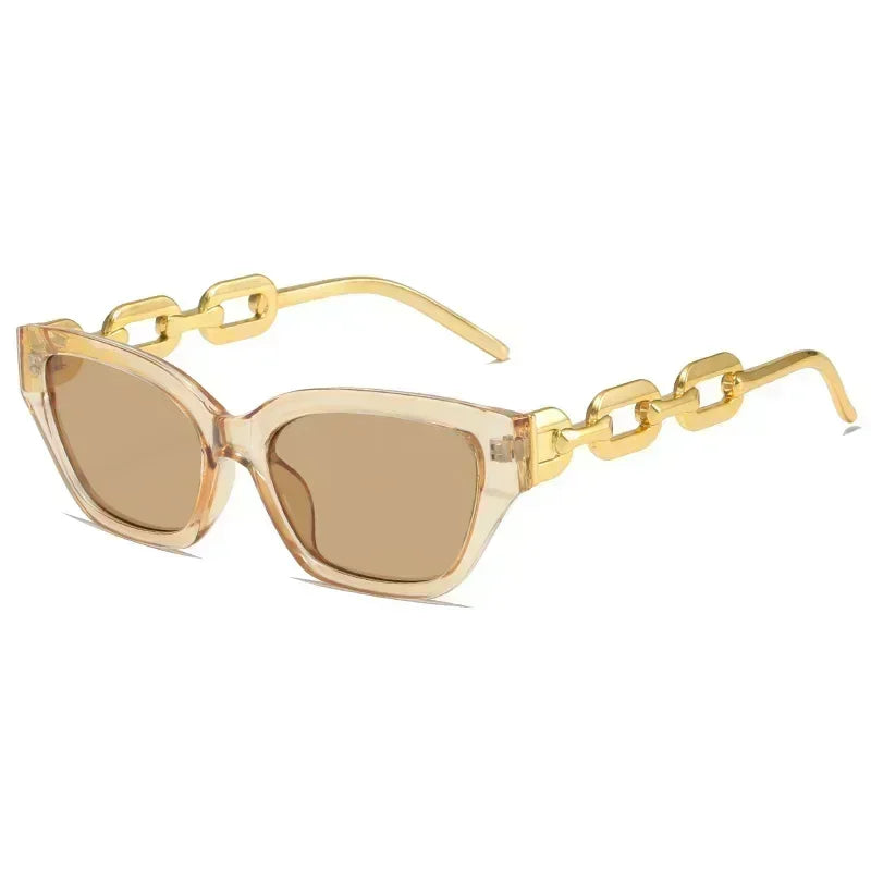 2024 New Fashion Cat Eye Sunglasses Women Vintage Brand Designer Glasses Black Sun Glasses Female UV400 Golden Eyewear