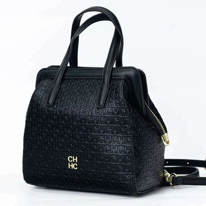 CH Classic Fashion Zipper Design Women's Handbag, Monogram Print, Versatile Solid Color Block Shoulder Bag