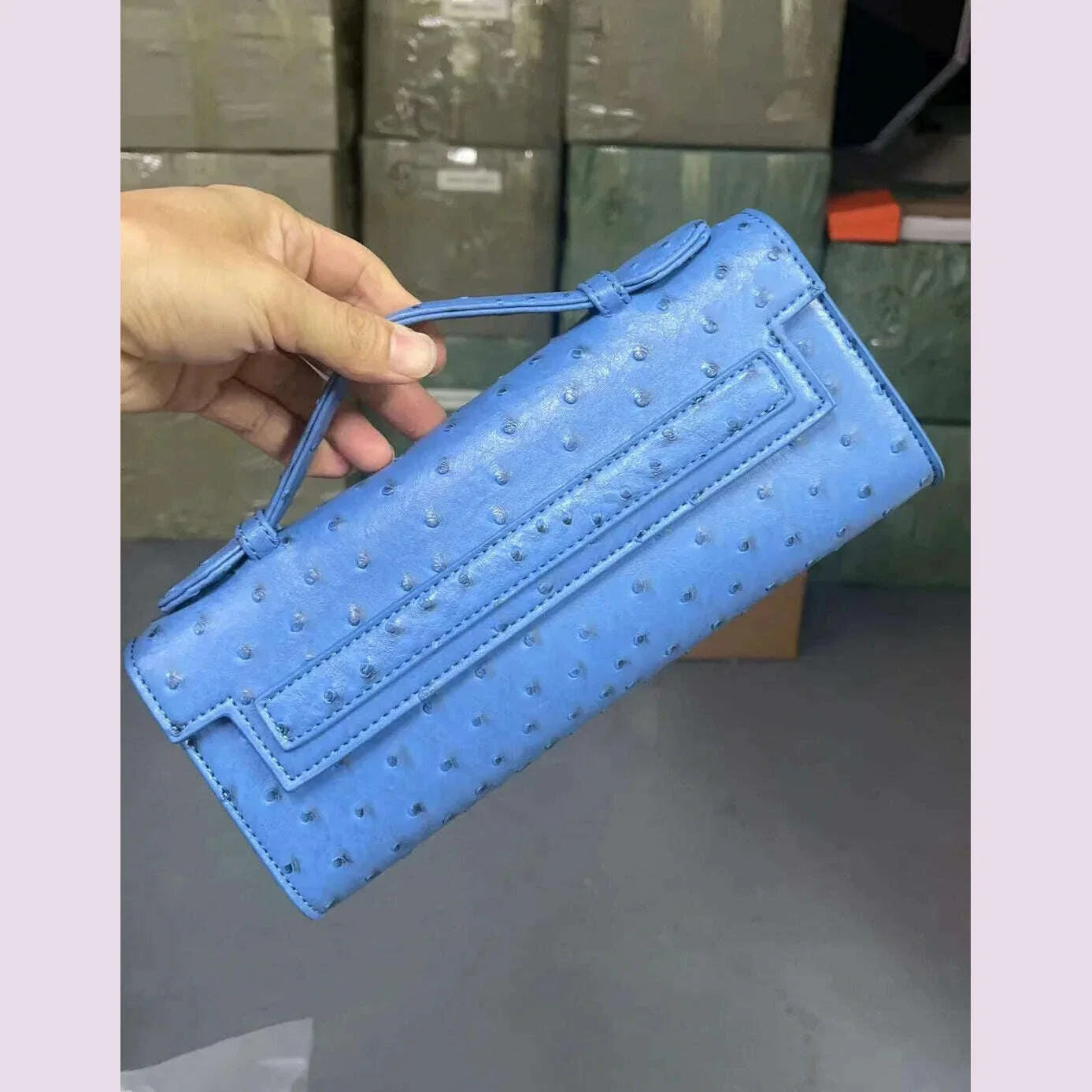 XMESSUN Customized Ostrich Pattern Long Clutch Bag PU Leather Party Tote Bag High Quality Designer Handbags Ins Trendy Bag