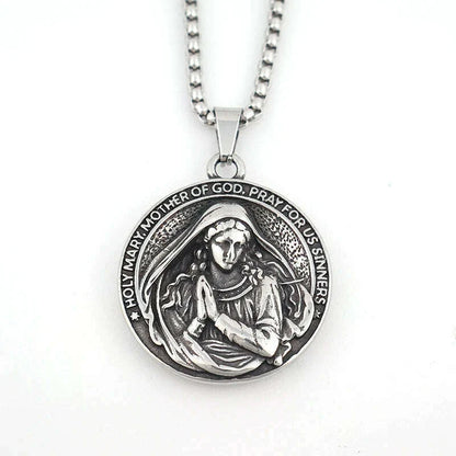 Trendy Design Virgin Mary Necklace Popular Charm Stainless Steel Holy Mary Mother Pendant Thanksgiving Vintage Religious Jewelry
