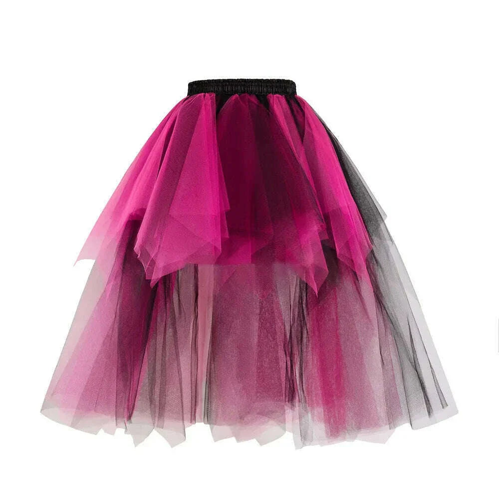MisShow Rainbow High Low Skirts Tie Dye Tulle Tutu Skirt Bustle Petticoat Clubwear Fancy Dance Carnival Dress