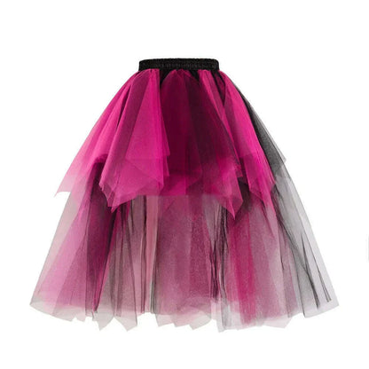 MisShow Rainbow High Low Skirts Tie Dye Tulle Tutu Skirt Bustle Petticoat Clubwear Fancy Dance Carnival Dress