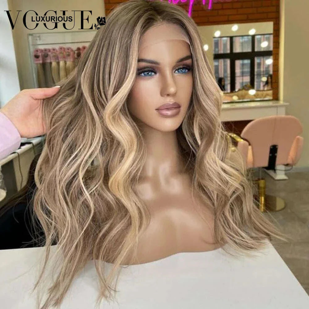 13x4 13x6 Highlight Brown Ash Blonde Colored Wigs for Women Brazilian Virgin Human Hair Loose Body Wave Wig Preplucked Hairline
