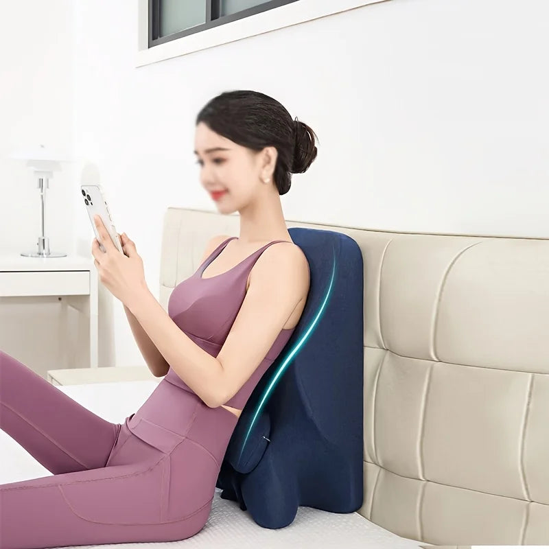 Ergonomic Bed Pillow with Detachable Headrest, 100% Polyester, Medium Firmness, for Reading and Back Support, Reading Pillow